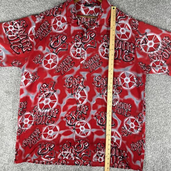 Vtg Southpole Shirt Mens 2XL Red AOP Graffiti Tag Double Sided Loop Collar Y2K - Picture 4 of 7